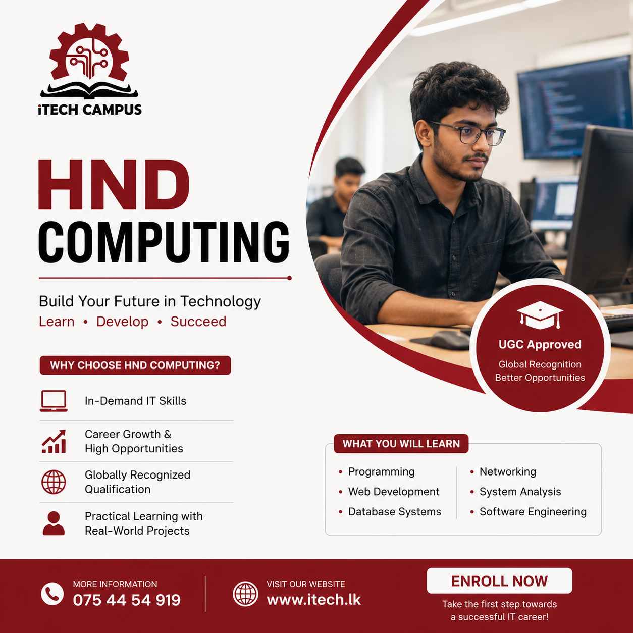 Four advanced HND pathways — each structured around 240 credits.
